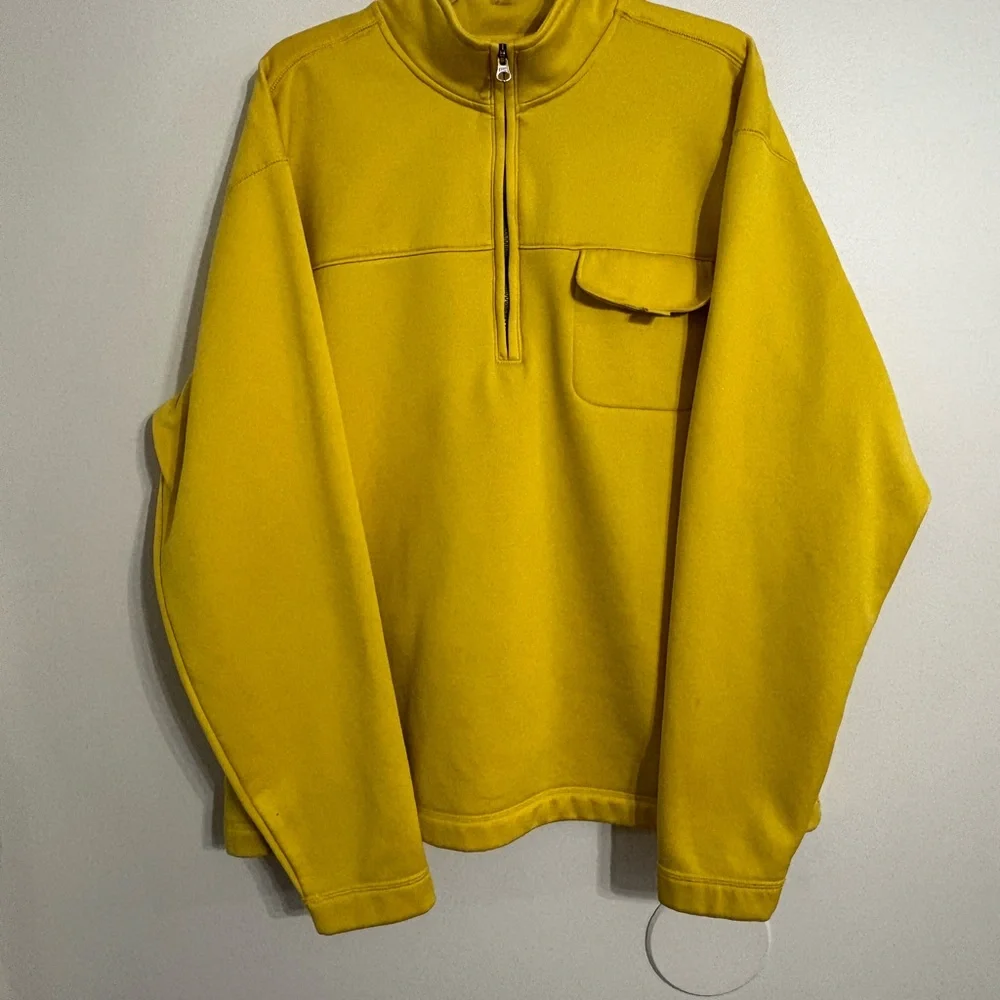 Chaps Mustard Yellow Cozy 1/4 Zip Up jacket with Stand-Up Collar Size XXLARGE